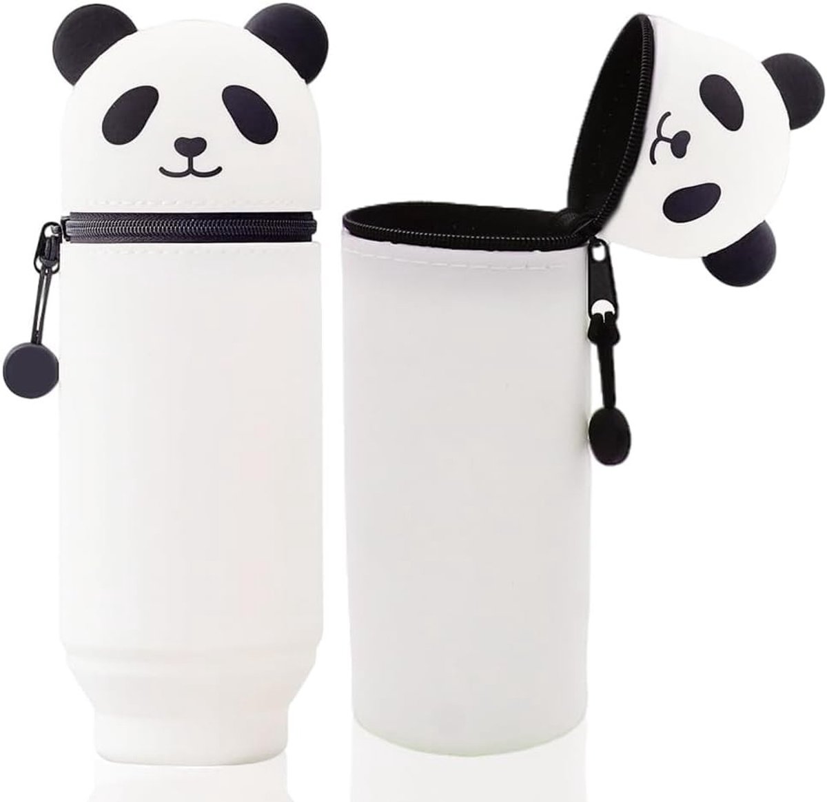 Schattige 2-in-1 Zachte Siliconen Tas met Telescopische Pouch en Rits - Panda Pennenhouder voor Kinderen, School en Kantoor Accessoires