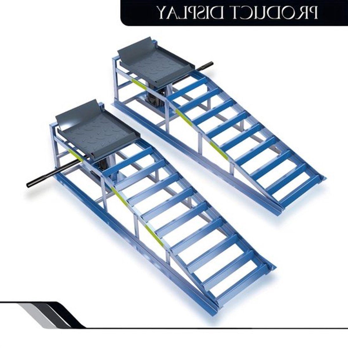 Hydraulische Autobrug – Autohefbrug – Autolift – Wagenlift – Hydraulische Ramps – Verstelbare Hoogte – Reflecterende Strepen – Veiligheidsborgpennen