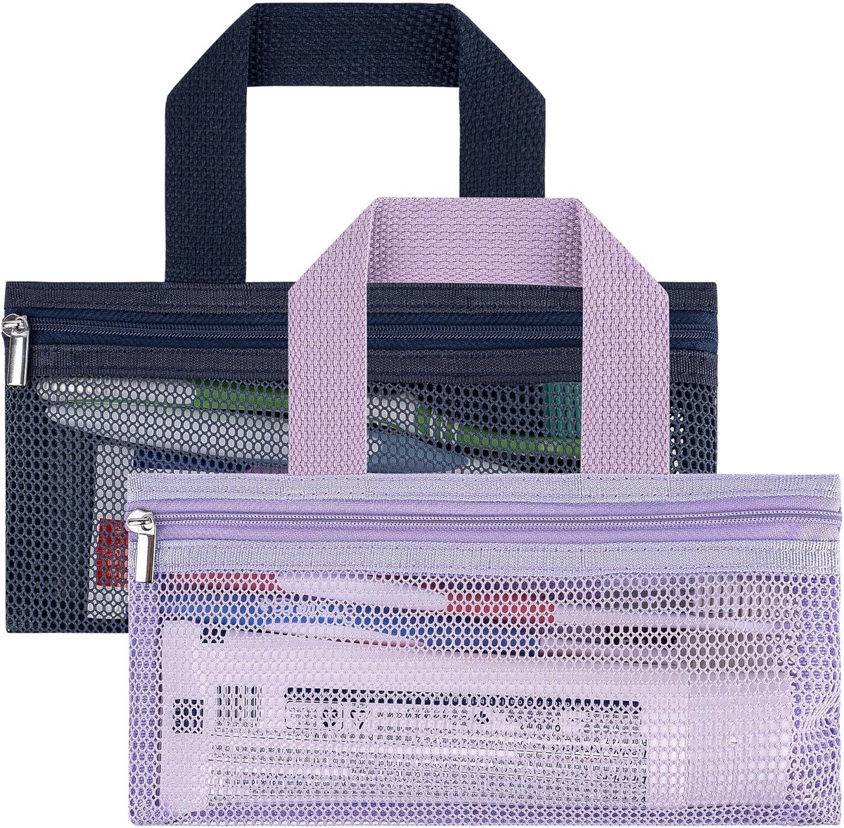 2-Pack Handmatige Tandenborstel Reiszak, Draagbare Mesh Tote Tassen met Rits voor Tandpasta en Tandenborstels, Ideaal voor Reizen en Opbergen