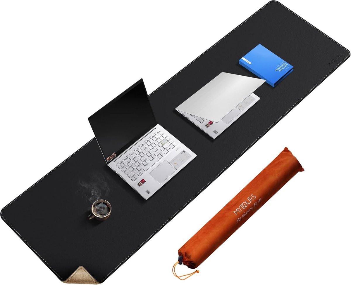Grote Bureau Mat 160 x 50 cm, Dubbelzijdig Kork en PU Leer, Antislip, Waterdicht en Eenvoudig Schoon te Maken, Ideaal voor Kantoor, Thuis en Gaming