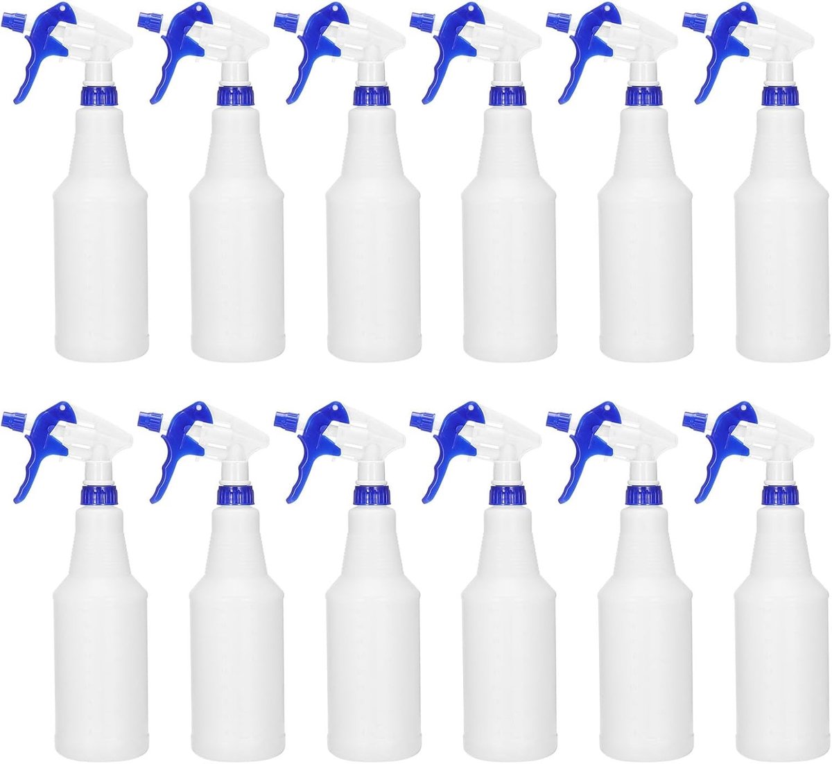Verstelbare Nozzle Sprayflessen 750ml - 12 Stuks Lekvrije Lege Water Mist Sproeiers voor Reiniging, Planten en Haarverzorging, Blauw