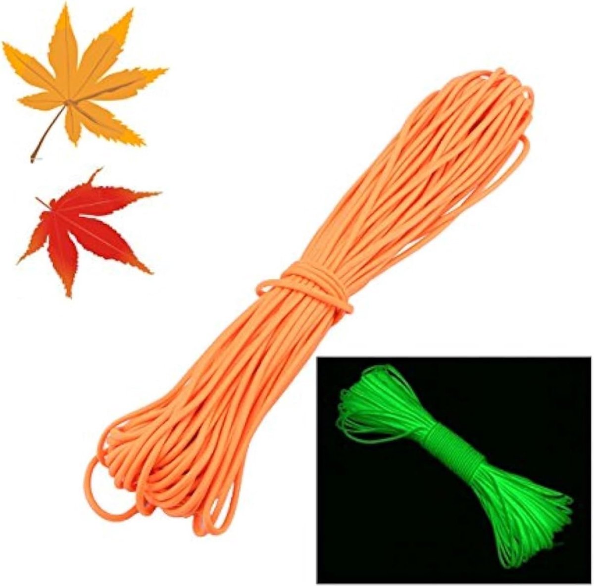 Luminous Glow in the Dark Paracord - 25FT Oranje Parachutekoord voor Outdoor en Survival Gebruik