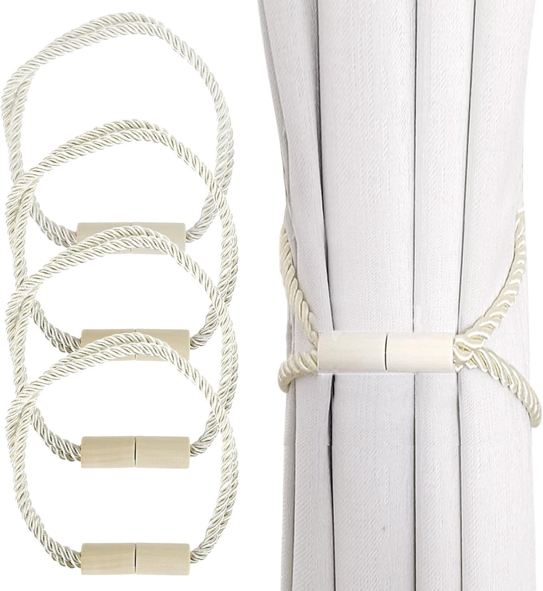Set van 4 Magnetische Gordijnhouders voor Thuis, Kantoor en Hotelramen - Decoratieve Gordijnaccessoires
