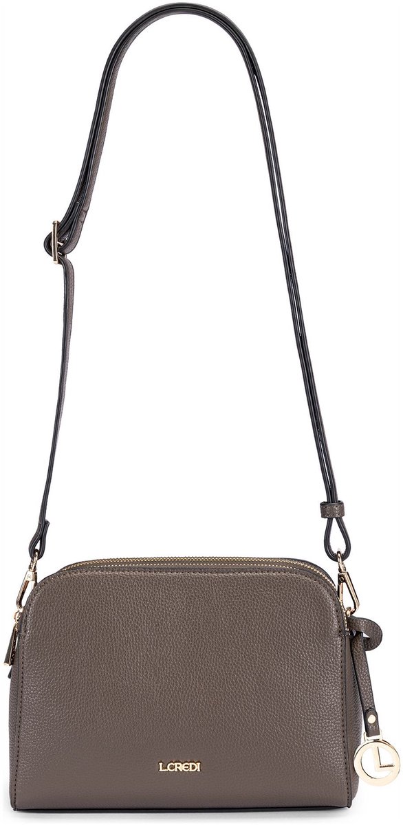 L.CREDI schoudertas Franka Crossbody Bag Dark Taupe donkerbruin