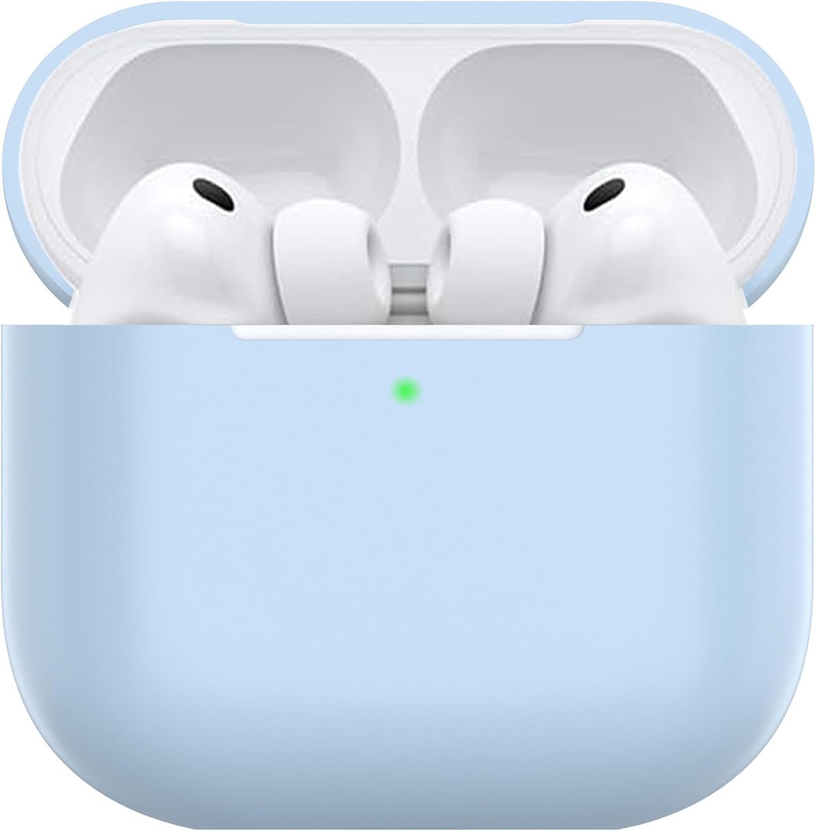 SnelShoppen - Airpods Pro 3 Hoesje - Dunne Siliconen Beschermcase voor Air Pods Pro 3 (2025) - USB-C - Lichtblauw - LED Indicator Zichtbaar - Volledig