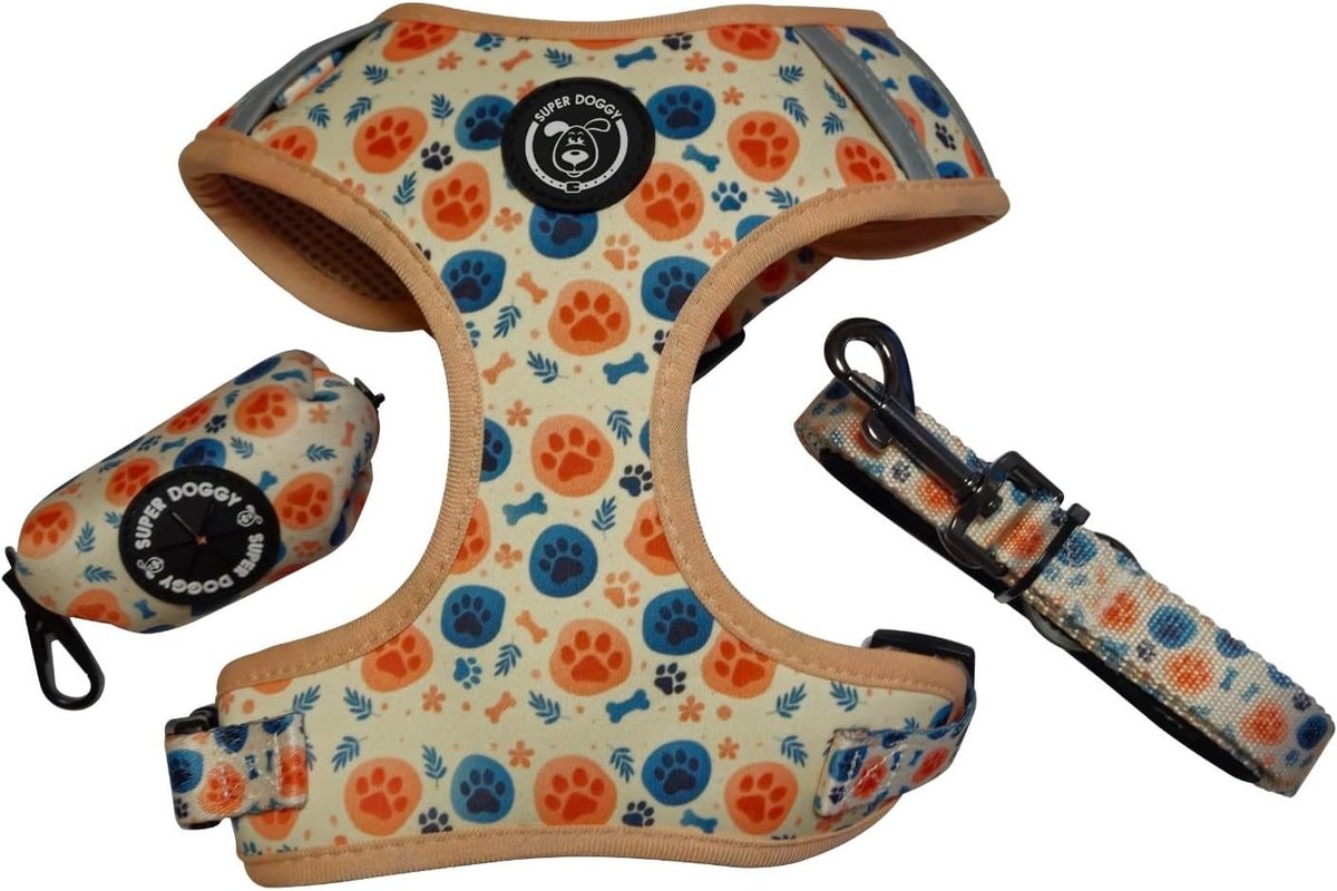 SnelShoppen - Dog Harness Anti-Pull voor Kleine en Middelgrote Honden - Ademend, Verstelbaar met Leash en Veiligheid, XS (2.5-3.5kg)