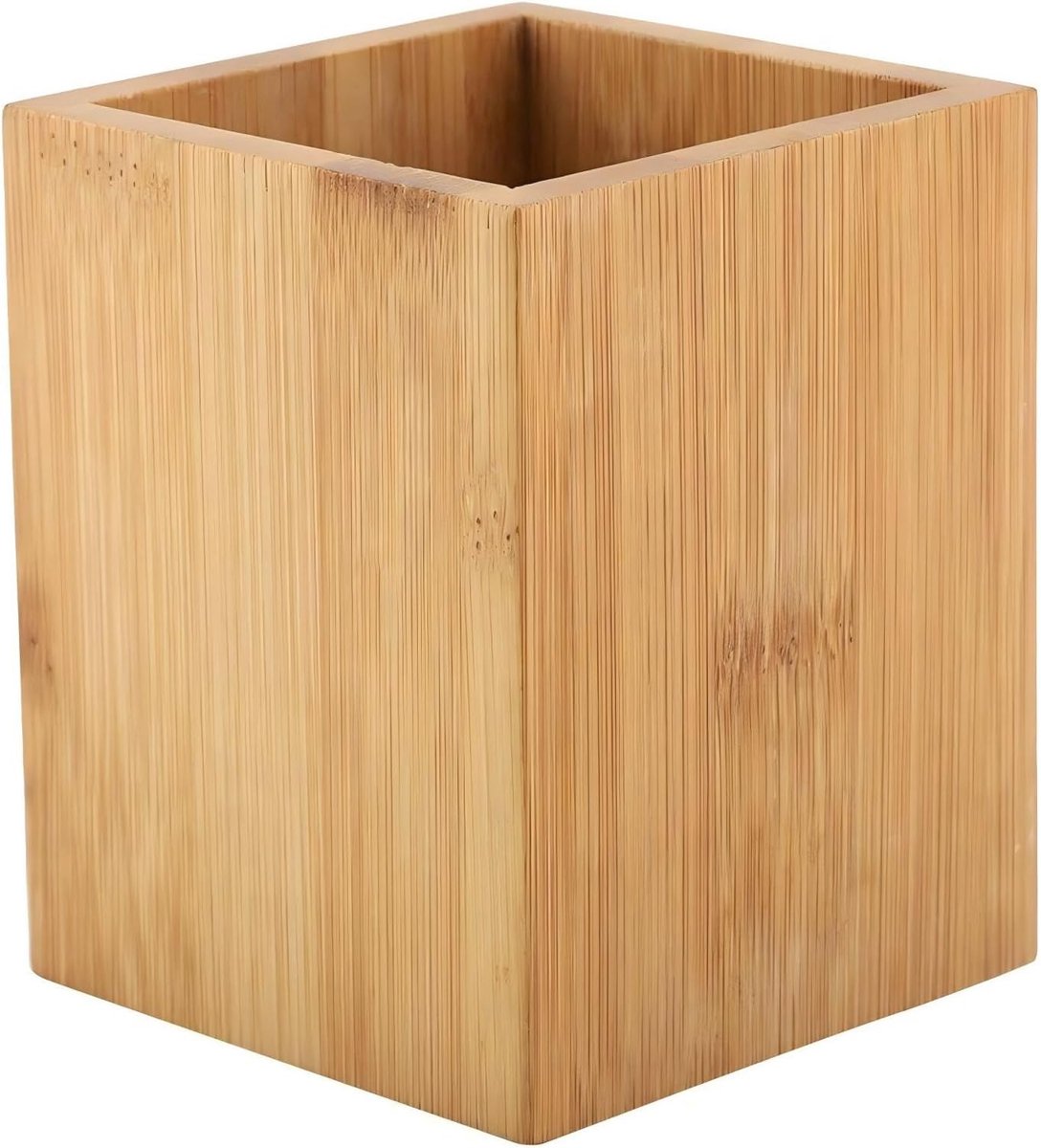 SnelShoppen - Bamboo Pen Holder - Desk Organizer, Vierkante Pennenhouder van Hoogwaardige Bamboe voor Kantoor, School, Thuis, Cosmetica, Multifunction