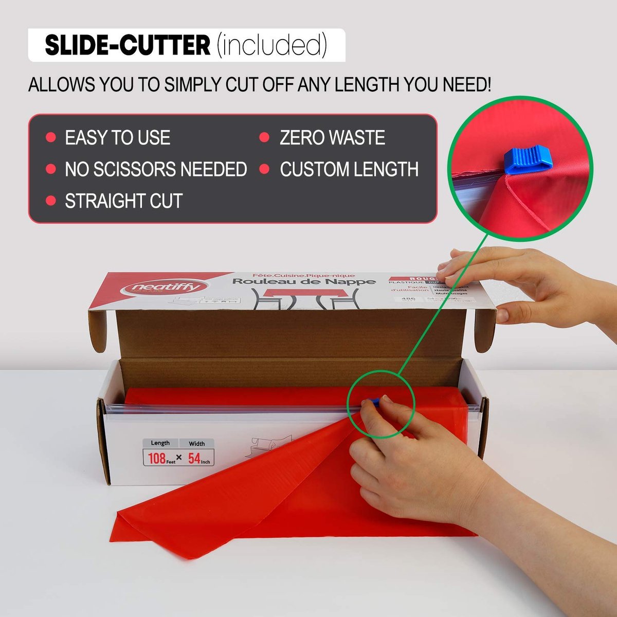 SnelShoppen - Neatiffy Plastic Wegwerp Tafelkleed op Rol 137 cm x 33 m Waterdicht | Tafelhoes voor Rechthoekige, Vierkante, Ronde en Ovalen Tafels | P