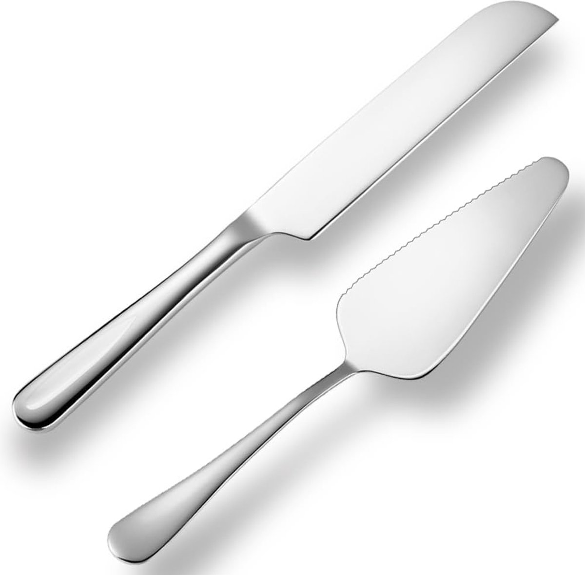 SnelShoppen - Cake Knife and Server Set RVS, 2-delig, Perfect voor Bruiloften, Verjaardagen en Feesten, Inclusief Cake Snijder en Server, Hoogwaardige