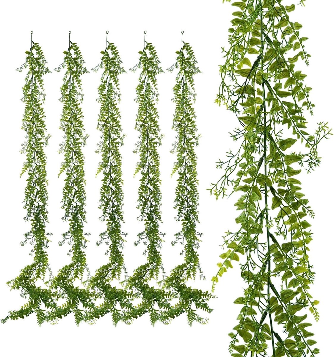SnelShoppen - Set van 6 Kunstmatige Bladeren 1.7 m - Groene Wanddecoratie voor Bruiloft, Balkon, Tuin, Feest, Garlands, Binnen en Buiten
