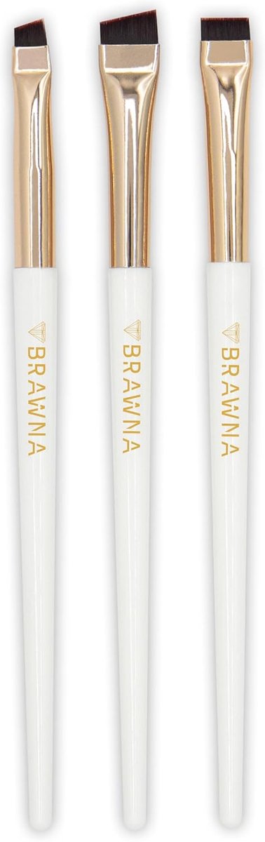 SnelShoppen - Professioneel 3-Delig Eyebrow Brush Set - Oblique Precision Makeup Brushes voor Perfecte Wenkbrauwen & Lip Mapping - Geschikt voor Poede