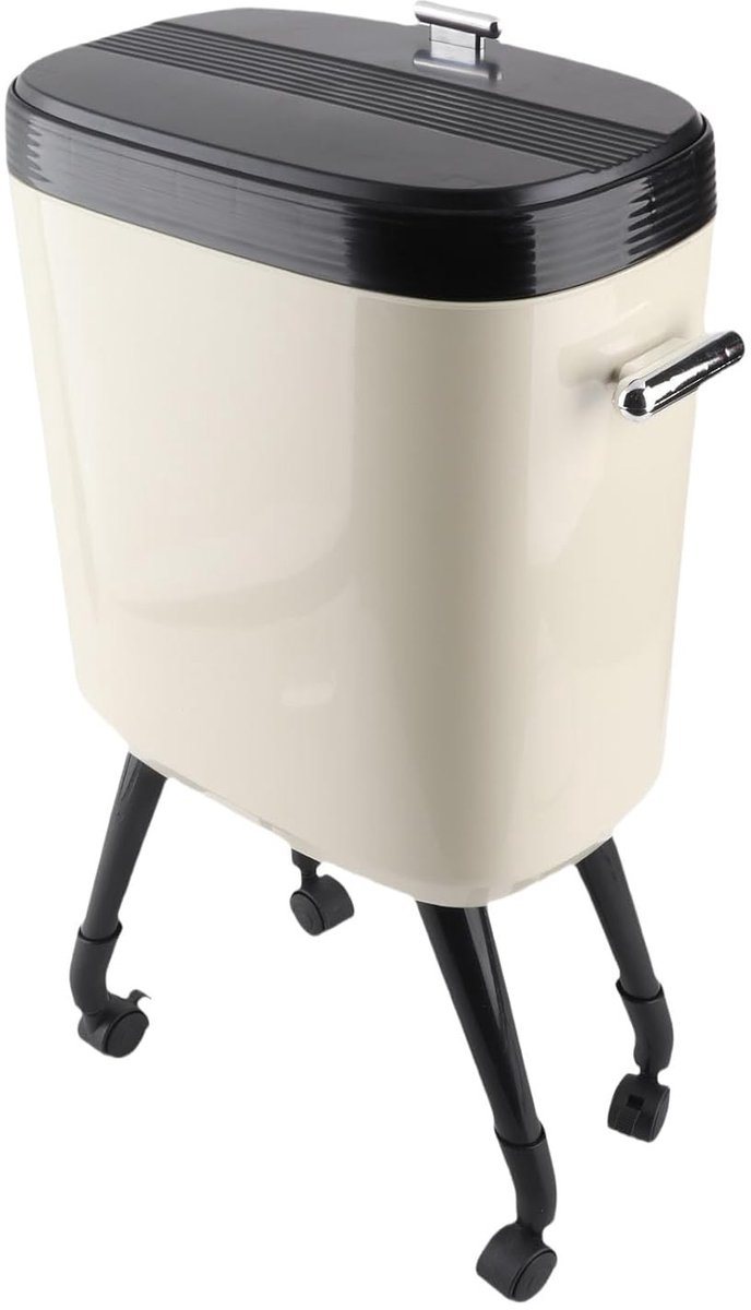 Narrow 15 Litre Prullenbak met Wielen en Open Schuifdeksel, Slimme Afvalbak voor Keuken, Badkamer en Kantoor (Crème Wit)