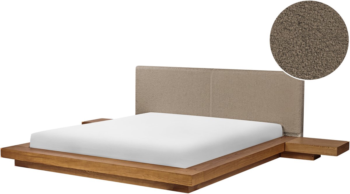 ZEN - Tweepersoonsbed - Lichtbruin/Taupe - 180 x 200 cm - MDF