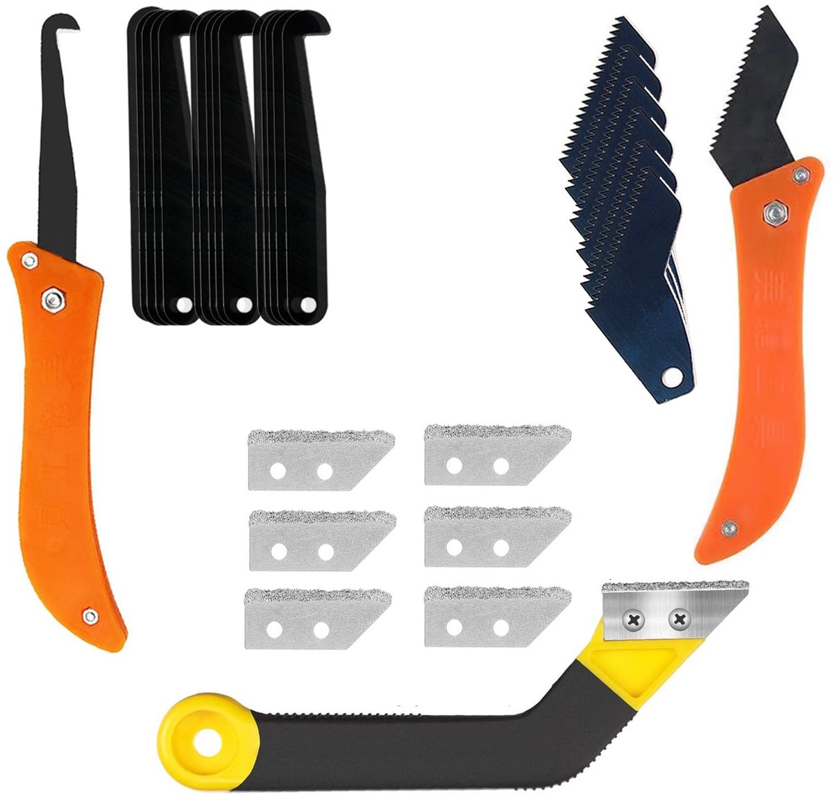 SnelShoppen - 3x Grout Scraper Set met 27 Vervangbladen, Keramische Schraper, Tungsten Carbide, Tegels Schoonmaakgereedschap voor Mortel, Voegresten e