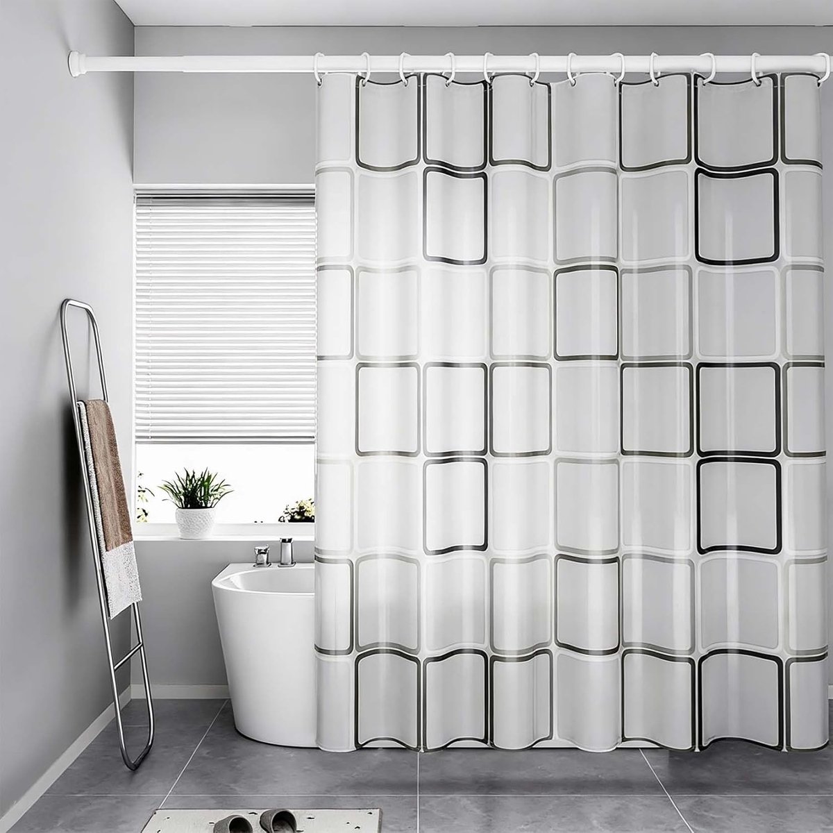 SnelShoppen - Douchegordijn Waterdicht Schimmelbestendig Wasbaar 180x180 cm - PEVA Sneldrogend met 12 Haakjes - Luxe Badkamer Decoratie