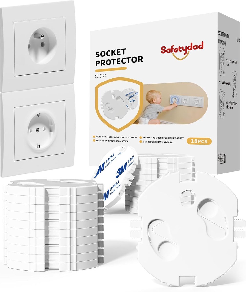 SnelShoppen - Socket Protection - 18 Stuks Stekkerbescherming voor Type E/F Stopcontacten - Makkelijk te Monteren Zonder Schroeven - Baby & Huisdier V