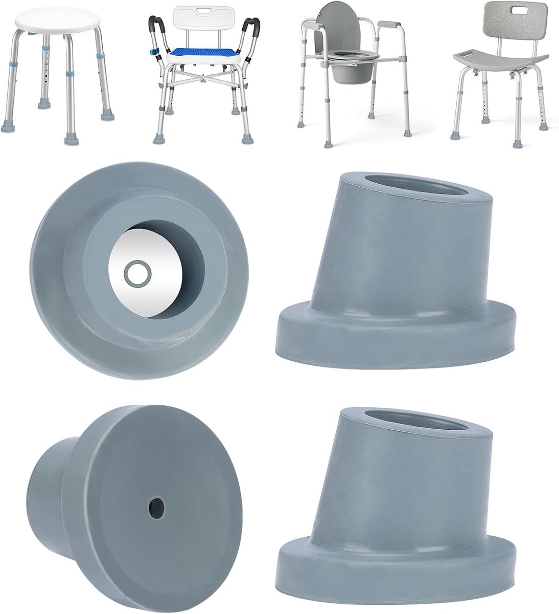 SnelShoppen - Douchezitje Paw Caps - Zware 1 Inch/25mm Vervangingen - Rubber Tips voor Bad Transfer Stoelen en Ladder - Antislip Zuignap Voet Pads - 4