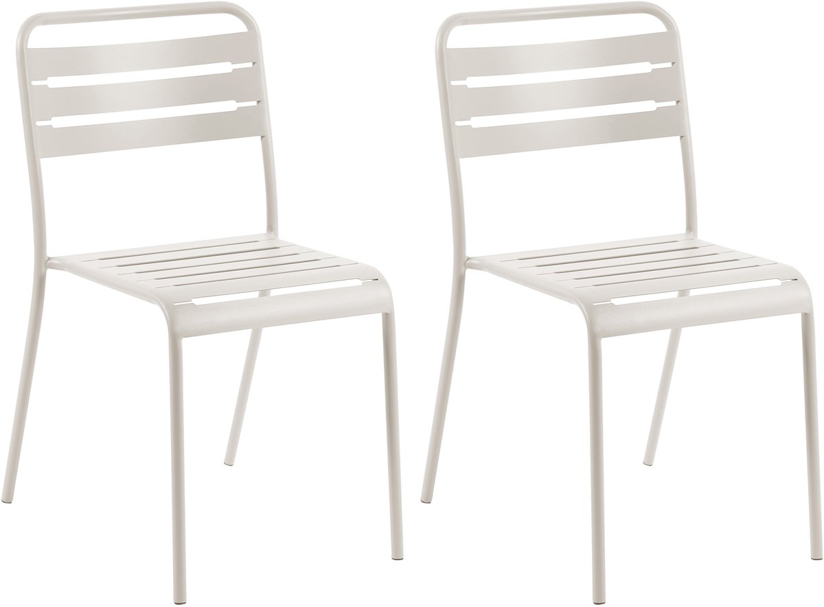 LEFKADA - Set van 2 tuinstoelen - Lichtbeige - IJzer
