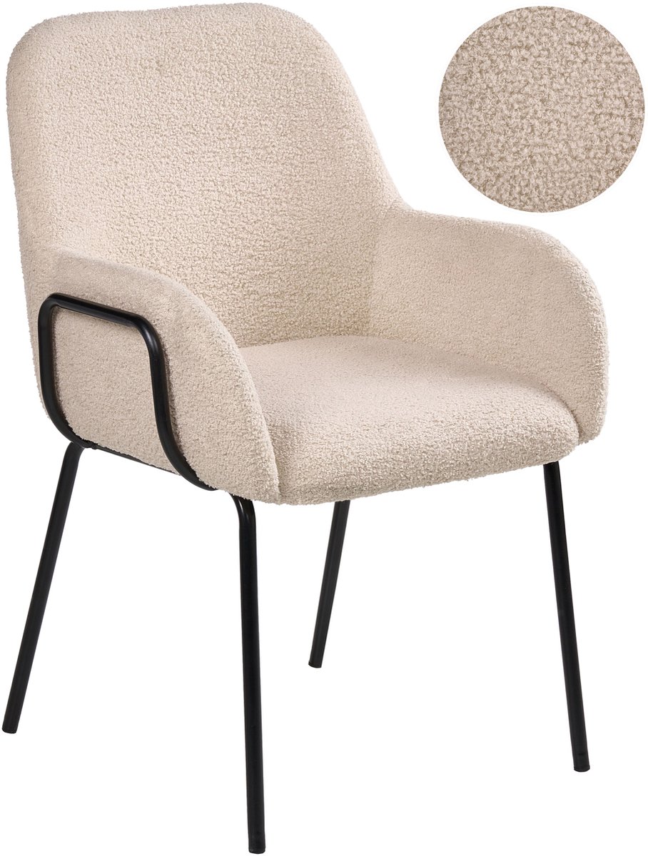 ALGONA - Eetkamerstoel - Lichtbeige - Bouclé