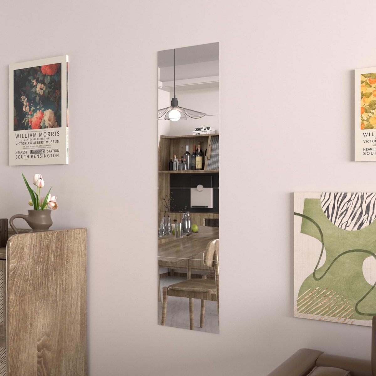 SnelShoppen - Volledige Lengte Spiegel Set van 4 - HD Gehard Glas Zelfklevende Spiegels - 29 x 29 cm Frameloze Wandspiegels voor Badkamer, Slaapkamer