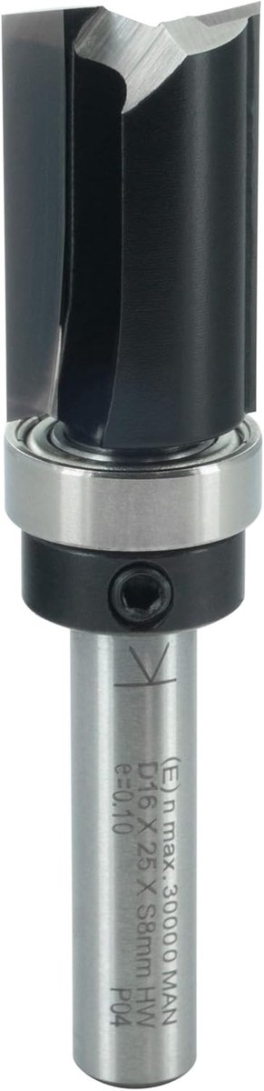 SnelShoppen - Chamfer Cutter HSS 8 mm Shank 16 mm Diameter 25 mm Lengte 62 mm Groeffrezer Met Kogellager Voor Houtbewerking, Maken van Randen en Vorme