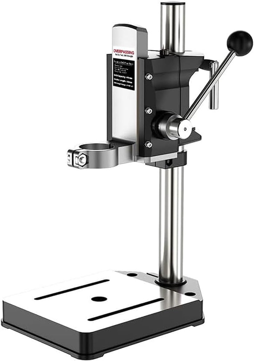 SnelShoppen - Handboormachine Stand, Verstelbare Tafelboormachine Werkbank, Houtbewerking Drilling Machine Stand met Aluminium Basis, 3 Inzetstukken,