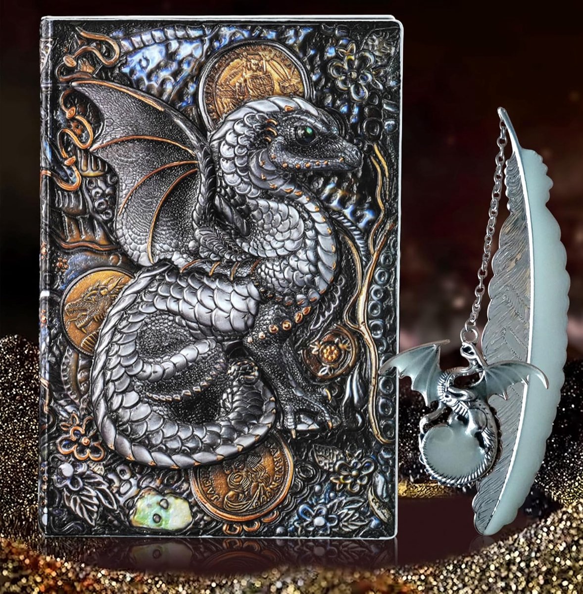 SnelShoppen - Vintage DND Dragon Notitieboek A5 - Hardcover - 200 Pagina's - Geschenk voor Dungeons & Dragons - Perfect voor Mannen