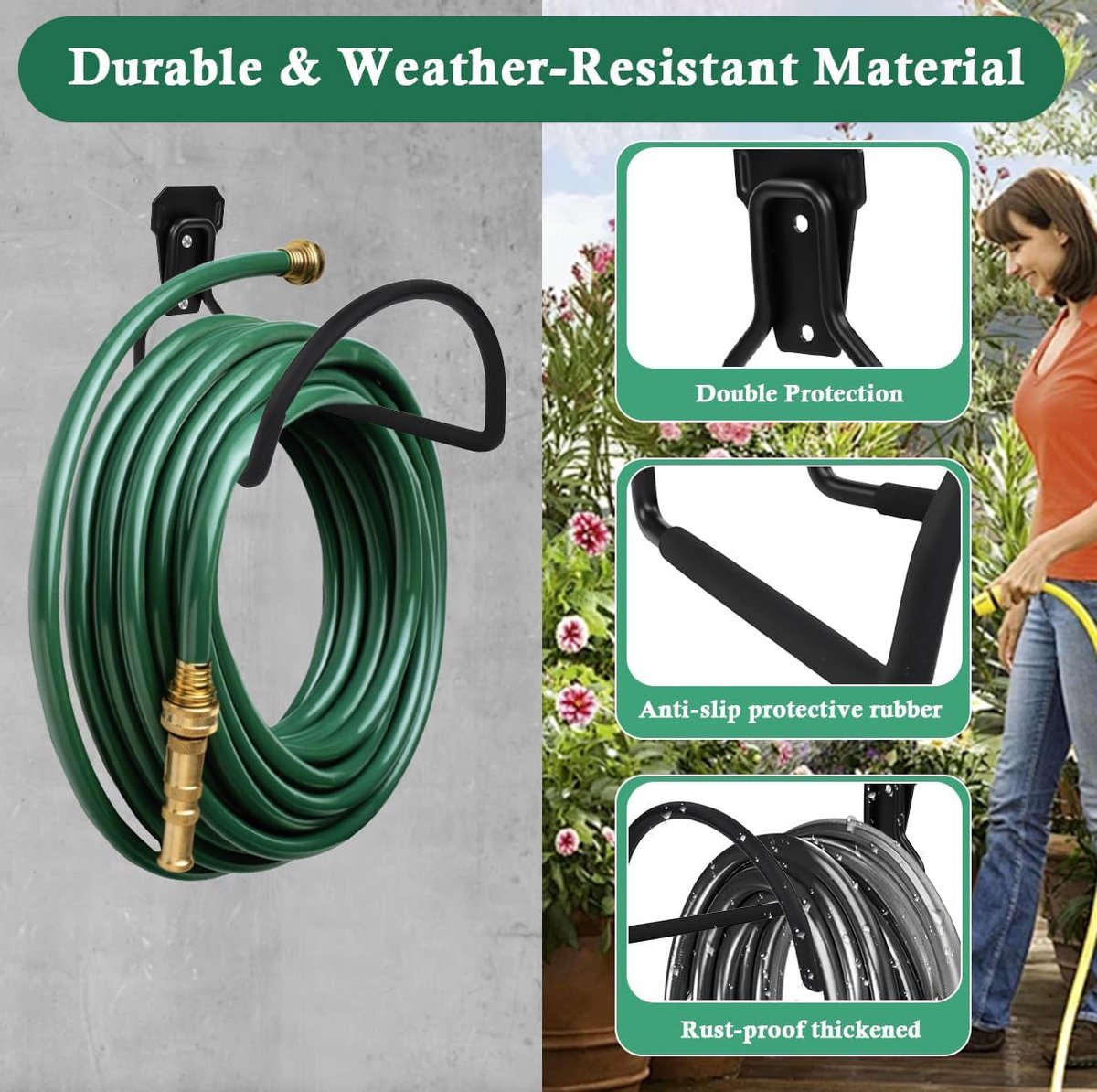 SnelShoppen - Stabiele metalen slanghouder voor wandmontage - Tuinaccessoire, weerbestendig, geschikt voor buitengebruik, 1 stuk, ideaal voor tuinen,