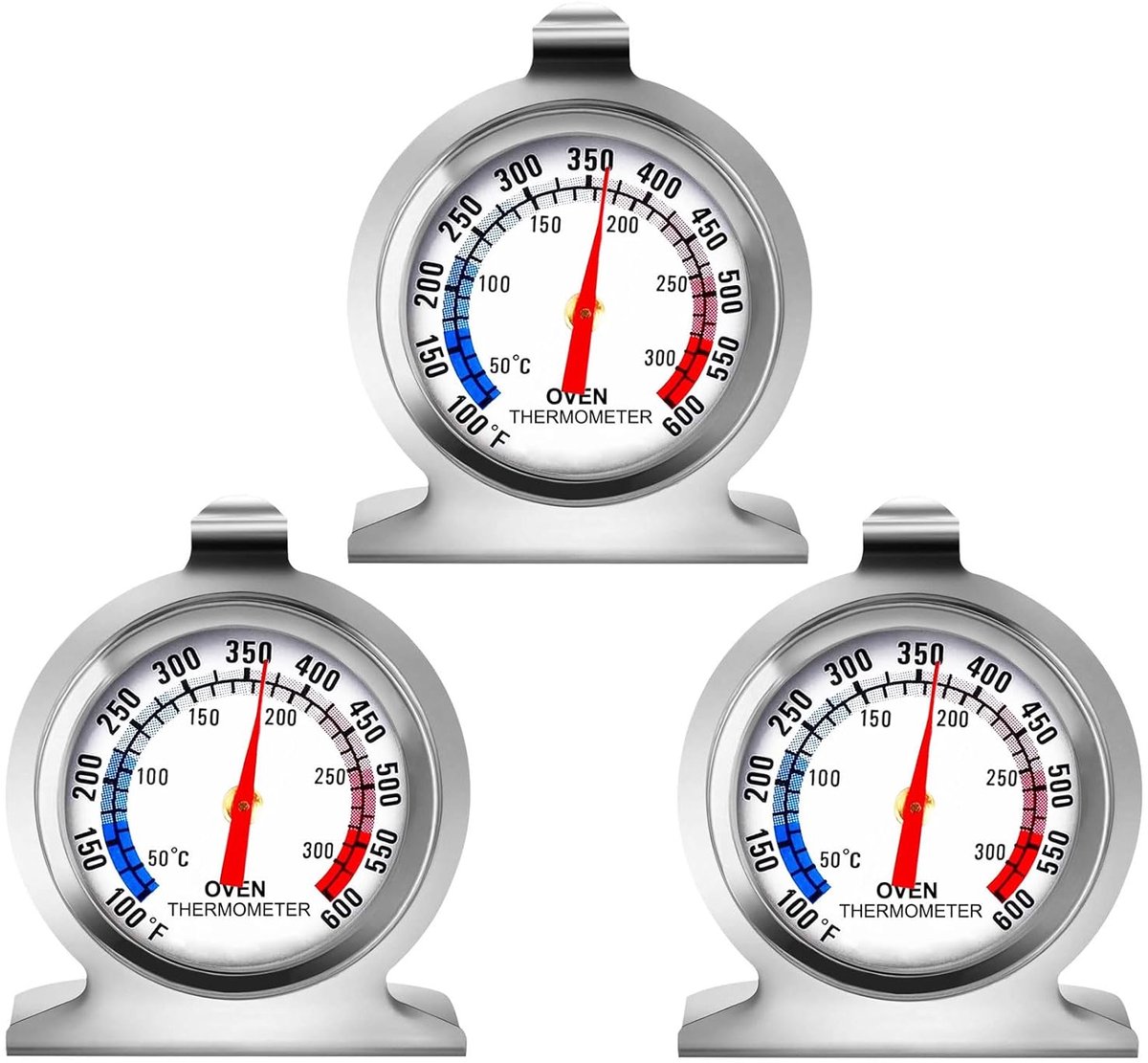 SnelShoppen - Backofen Thermometer 50-300°C/100-600°F - Analoge Keuken Thermometer - RVS - Voor Oven, Grill, Frituur, Rookkamer - Directe Temperatuurm