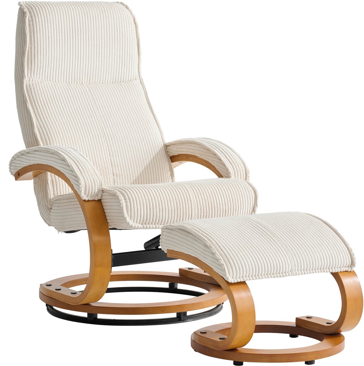 Paris-Fauteuil + kruk in corduroy crème