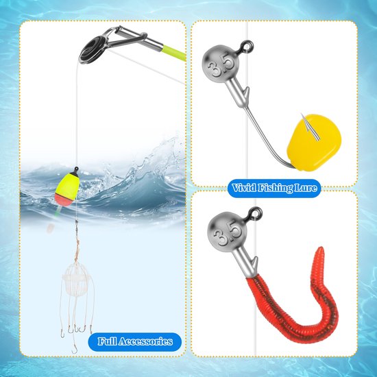 Kinderhengel Set Compleet 45 cm - 180 cm - Telescopische Vishengel met Werpmolen en Draagtas - Visset voor Beginners en Kinderen - Hengelsport Cadeau voor Jongens en Meisjes - Blauw — afbeelding 4