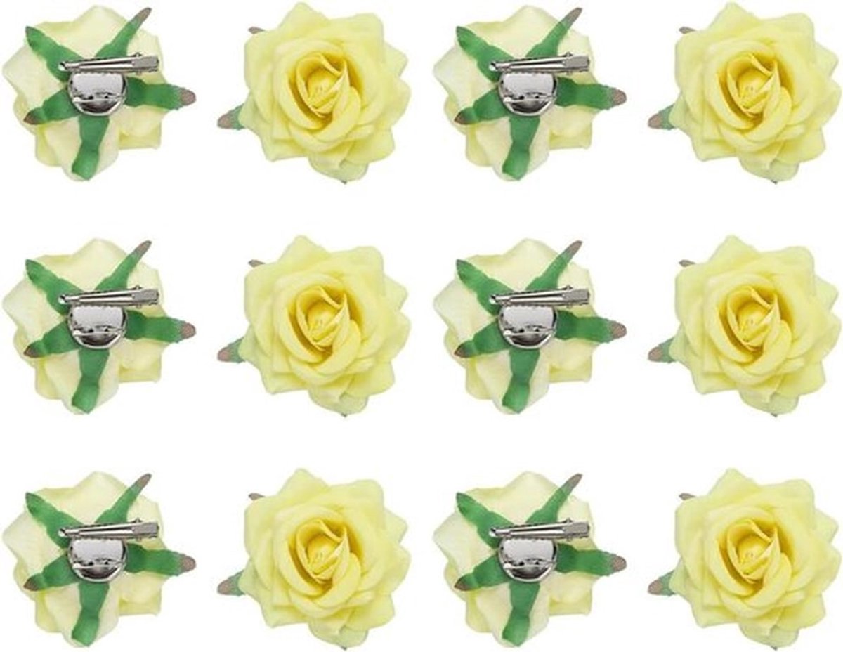 Set van 12 Haarspelden Bloemenvorm Roze Geel Haaraccessoires 7,5 cm
