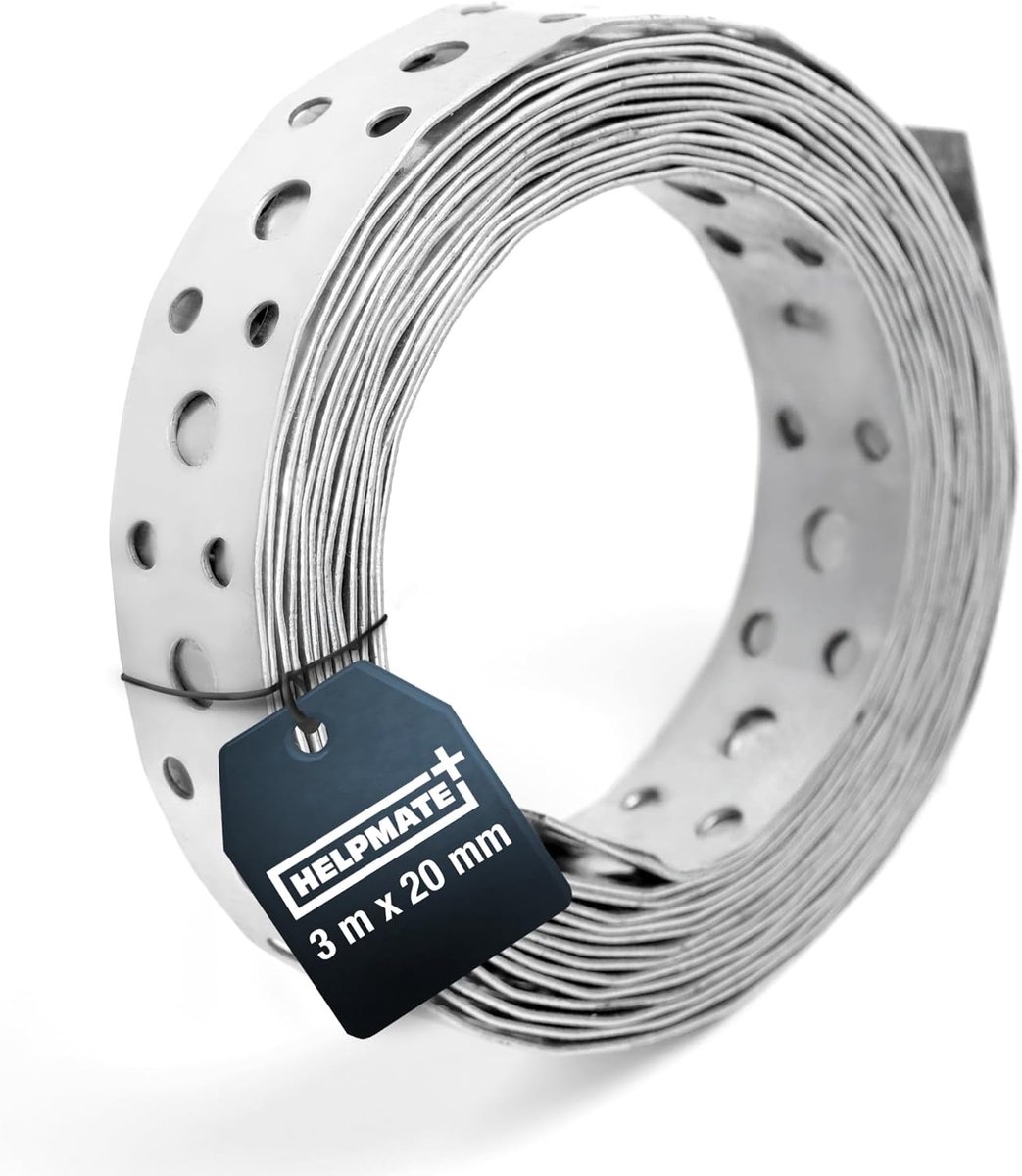 SnelShoppen - Hole Tape 3 m Galvanized Steel 20 mm Breed, 0.8 mm Dikte, Voor Constructie, DIY Projecten, Robuust, Corrosiebestendig