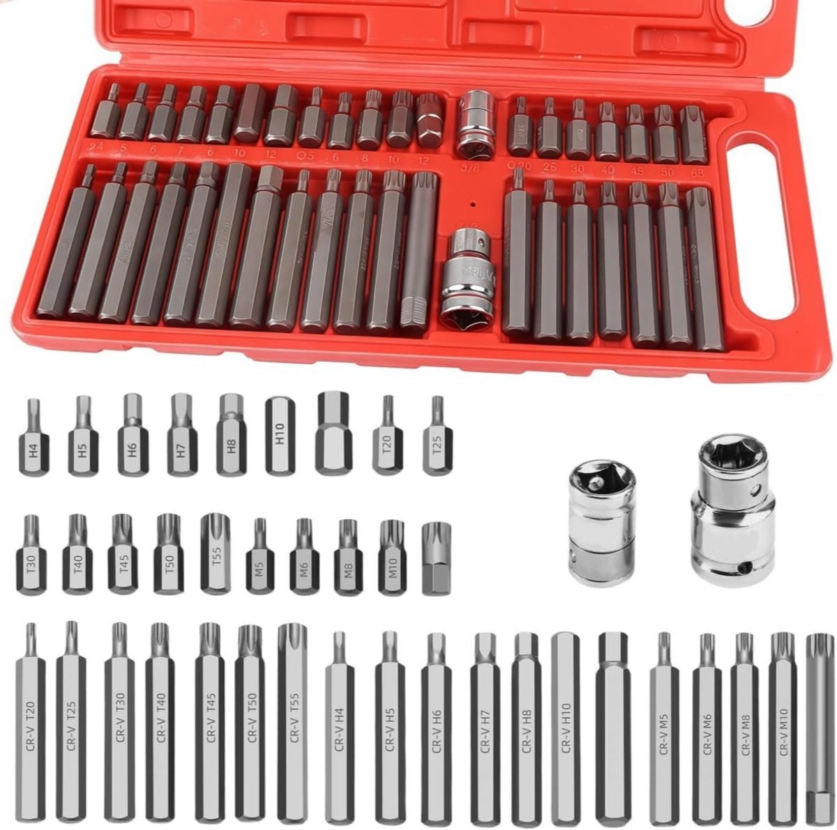 SnelShoppen - 40-delige Multi-Tooth Moeren Set - Dopsleutelset met Hex Bit - Auto Reparatie Kit met Blauw Opbergdoos - Duurzaam en Sterk - Geschikt vo