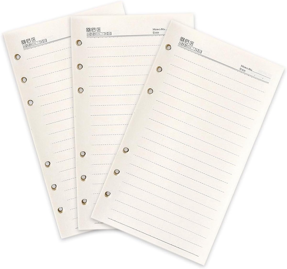 SnelShoppen - 3 Packs A6 Lijn Papier met 6 Gaten, 180 Vellen Dubbel Gum Papier, Ivoor Wit, Herfill Papier voor Dagboek, Notities, DIY, 17cm x 9.6cm