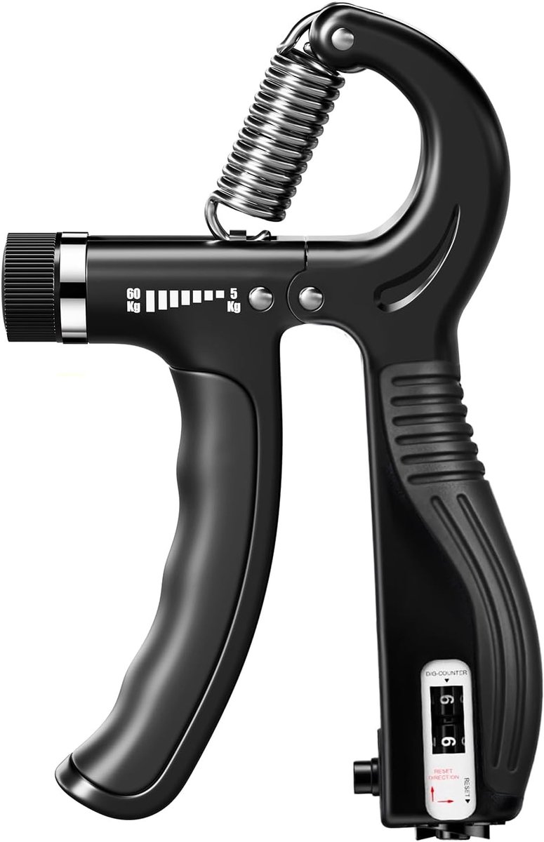 SnelShoppen - Handkrachttrainer met Instelbare Weerstand 11–132 lbs/5–60 kg - Handgreep- en Onderarmtrainer met Slimme Meter voor Sport en Revalidatie