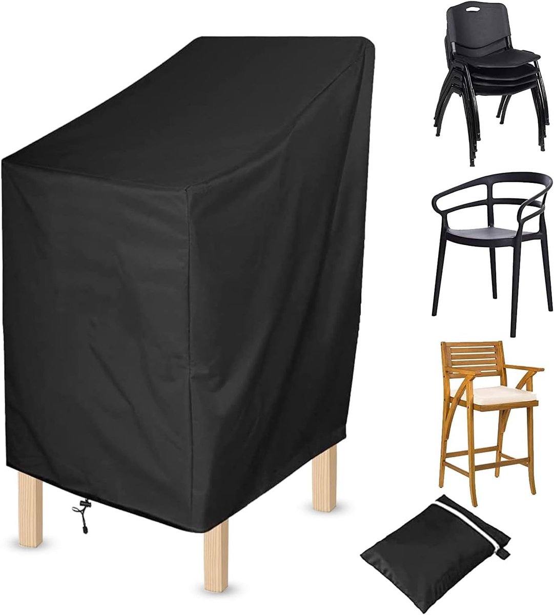 SnelShoppen - Beschermhoes voor Tuinstoelen en Tuinmeubelen 70x70x120 cm - Waterdicht, UV-bestendig, Geschikt voor Stapelstoelen, Balkonstoelen, Tuinm
