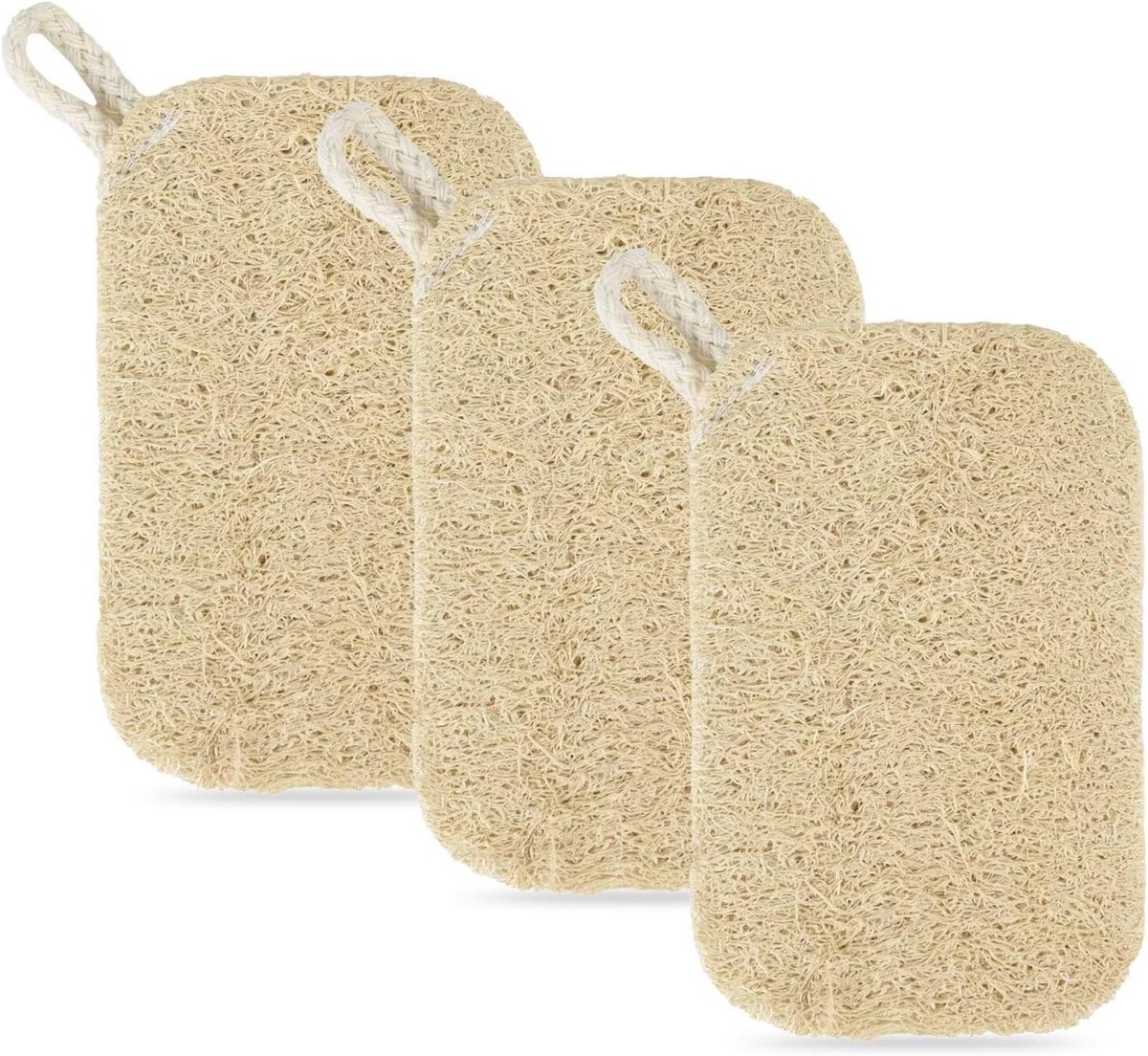 SnelShoppen - Natuurlijke Luffa Spons voor Peeling Lichaamswas (3 Stuks) - Biologisch Afbreekbare Douche Loofah Spons - Perfect voor Lichaamsverzorgin