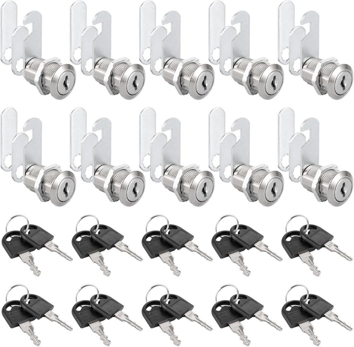 SnelShoppen - 10 Stuks Kastslot met Sleutel 20mm - Meubel Slot voor Lades, Kasten, Brievenbus, Veiligheid, Metalen Vergrendeling, Inclusief Sleutels