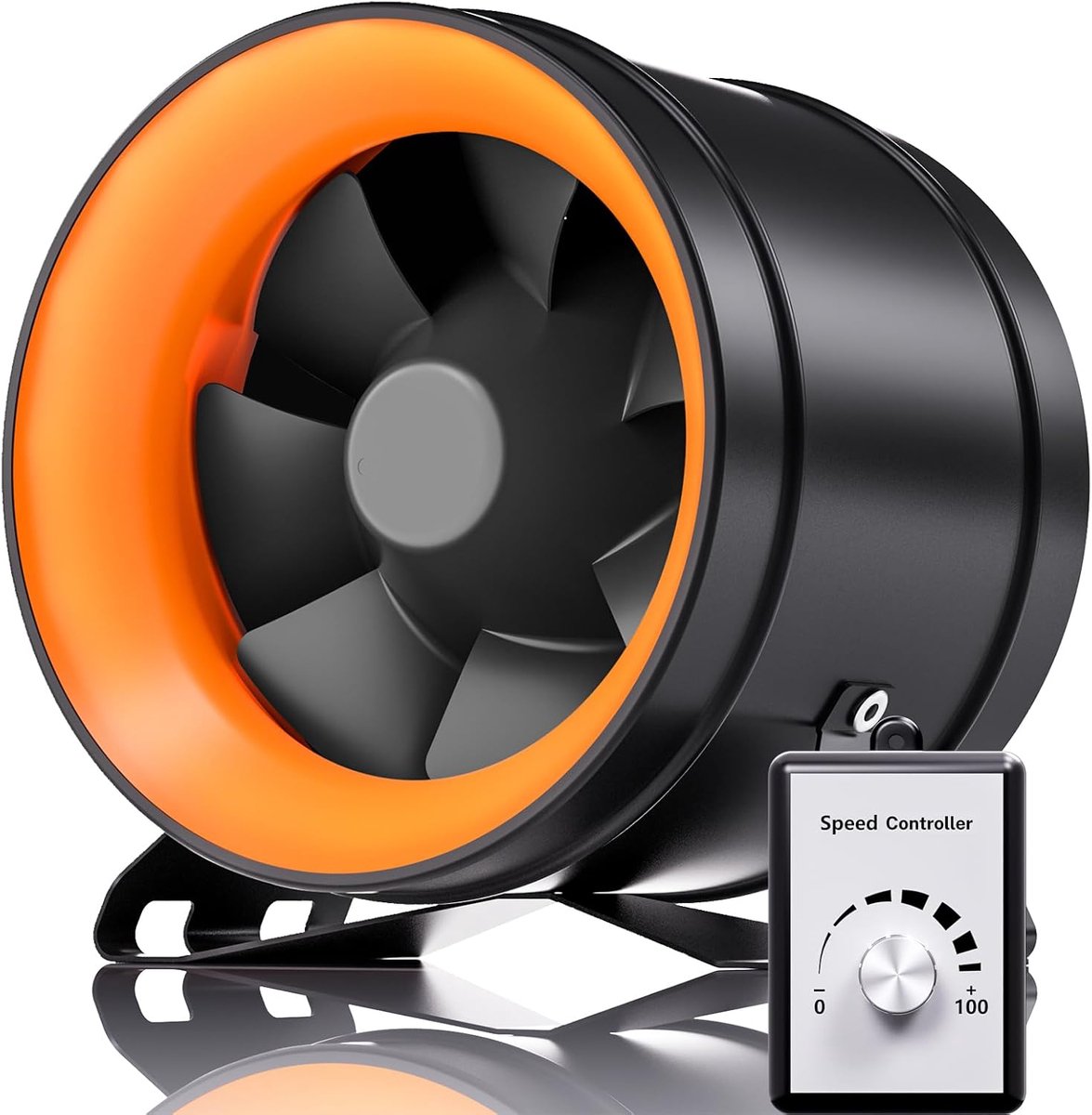 SnelShoppen - 200 mm EC Tube Fan met Snelheidsregelaar, 1411 m³/h Ventilator voor Kweektent, Serre, Actieve Koolfilter HVAC, Hoog Transportdruk, Licht