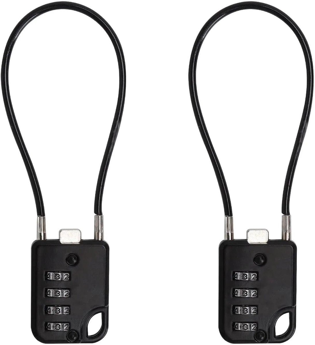 SnelShoppen - 2 stuks 4-cijferig Cijferslot met Kabel - Robuust Hangslot voor Koffer, Rugzak, Helm, Scooter - Veiligheidsoplossing voor Reizen en Baga