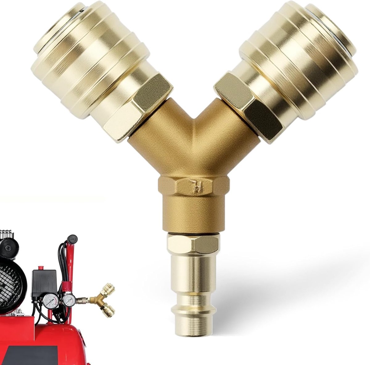 SnelShoppen - Compressed Air Distributor met 2 Couplings, NW 7.2 1/4 AG, Messing, Snelle Koppeling, Luchtaccessoires voor Professioneel en Thuisgebrui