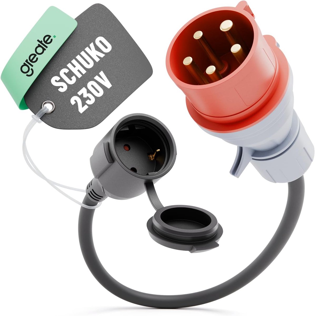 SnelShoppen - CEE Adapter 16A naar Schuko Coupling met 50cm Kabel - 400V CEE Plug naar 230V Schuko - Waterproof en Geschikt voor Garage, Camping, Bouw