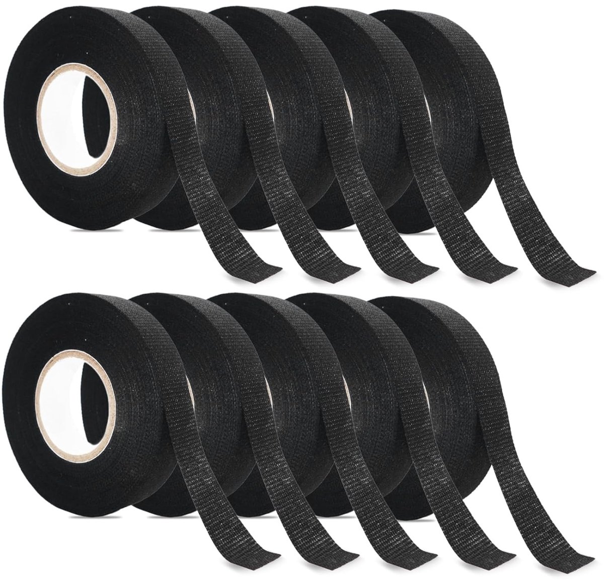 10 rollen 19 mm × 15 m vlamvertragende autoweefselband: hittebestendig plakband voor kabels, ideaal voor voertuigen en huishoudelijk gebruik, perfect voor kabelbeheer en organisatie