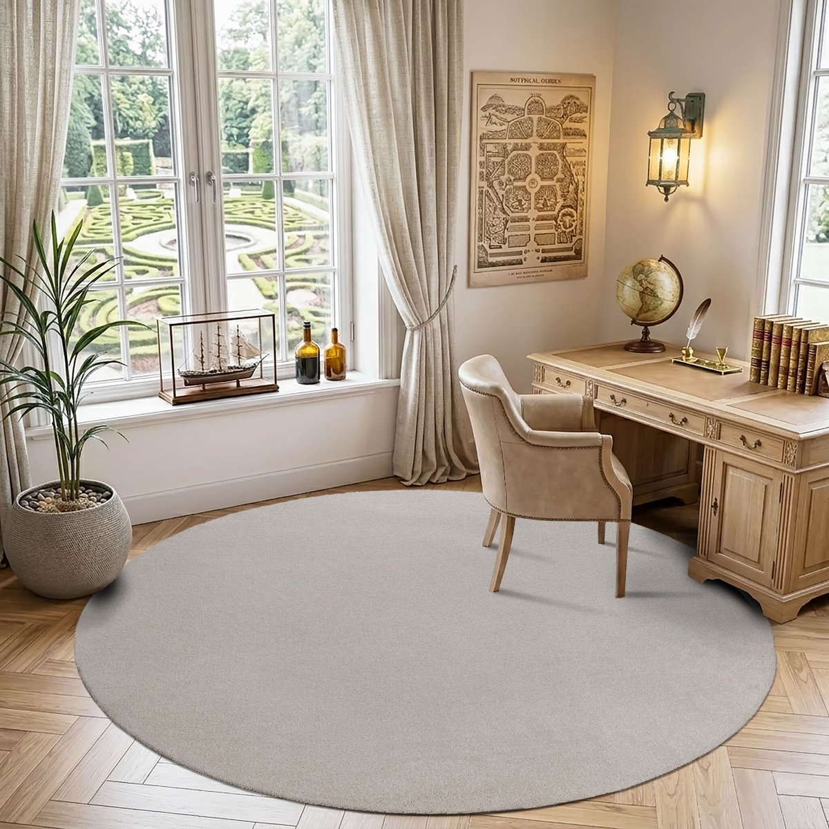Muratap Comfy Soft - Rond Effen Vloerkleed Wasbaar Uni Creme- 160 CM Ø