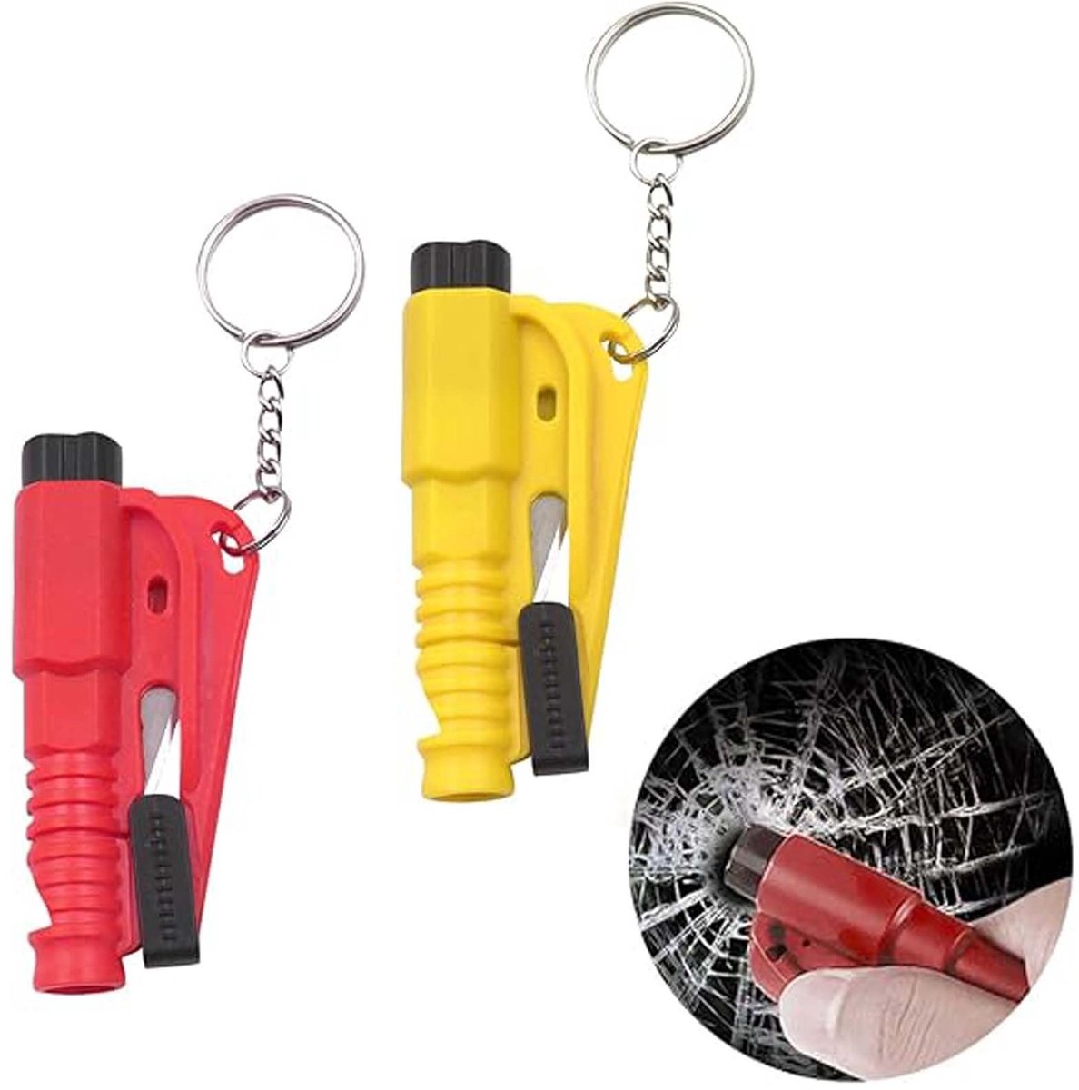 Dailygoods- Glasbreker 3-in-1 - Veiligheidshamer Auto - Riemsnijder - Draagbaar - Robuust - Compact 76,4 x 14 mm