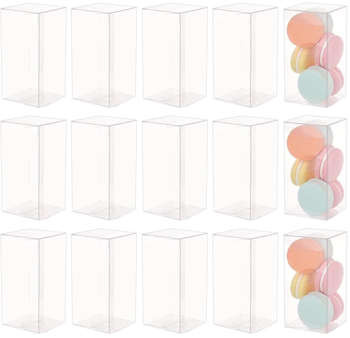 Dailygoods- Geschenkdozen met Deksel - 20 Transparante Dozen - 6 x 6 x 12 cm - Rechthoekige Kunststof - Voor Verjaardagscadeaus - Creatieve Verpakking - Cadeaudozen