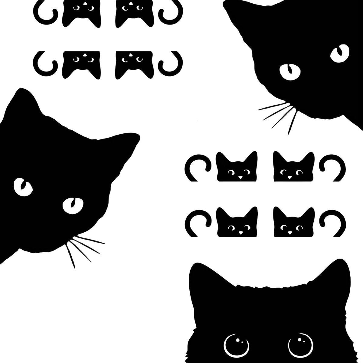 Dailygoods- Autostickers Grappige Kat - 7 Stuks - Cartoon-Dieren - Voor Alle Oppervlakken - Decoratie Auto/Muur/Laptop - Leuk Ontwerp - Stickers