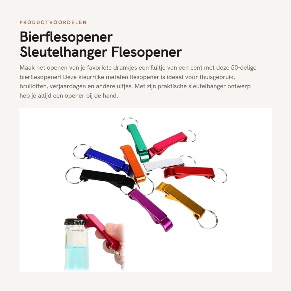 Dailygoods- Bierflesopener 50-delig - Sleutelhanger - Aluminiumlegering - Duurzaam - Slijtvast - Eenvoudig in gebruik
