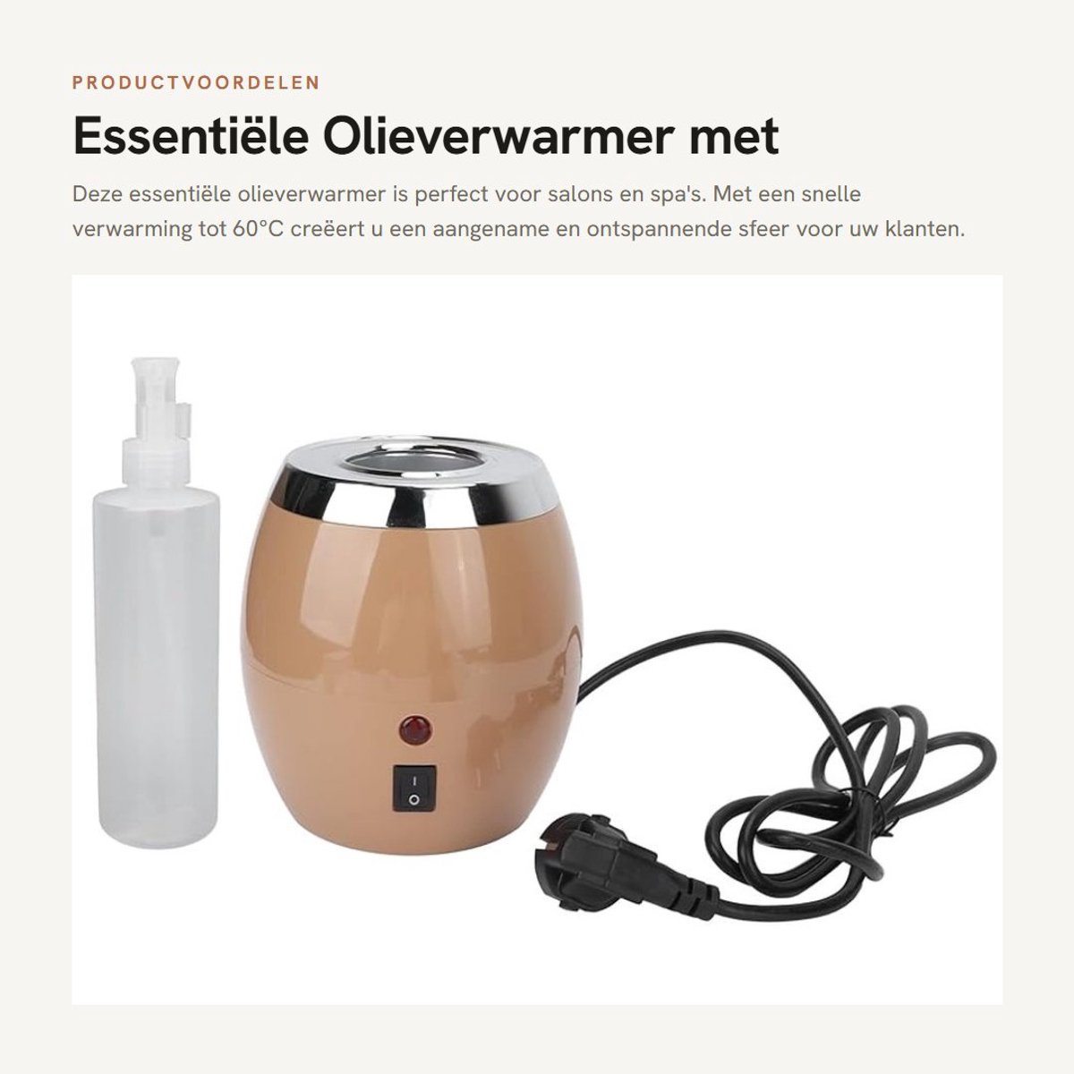 Dailygoods- Massageolieverwarmer Snel Verwarmend 60 ℃ - Olieverwarmer - Essentiële Olieverwarmer - Lotionverwarmer - Professionele Salon - EU-stekker